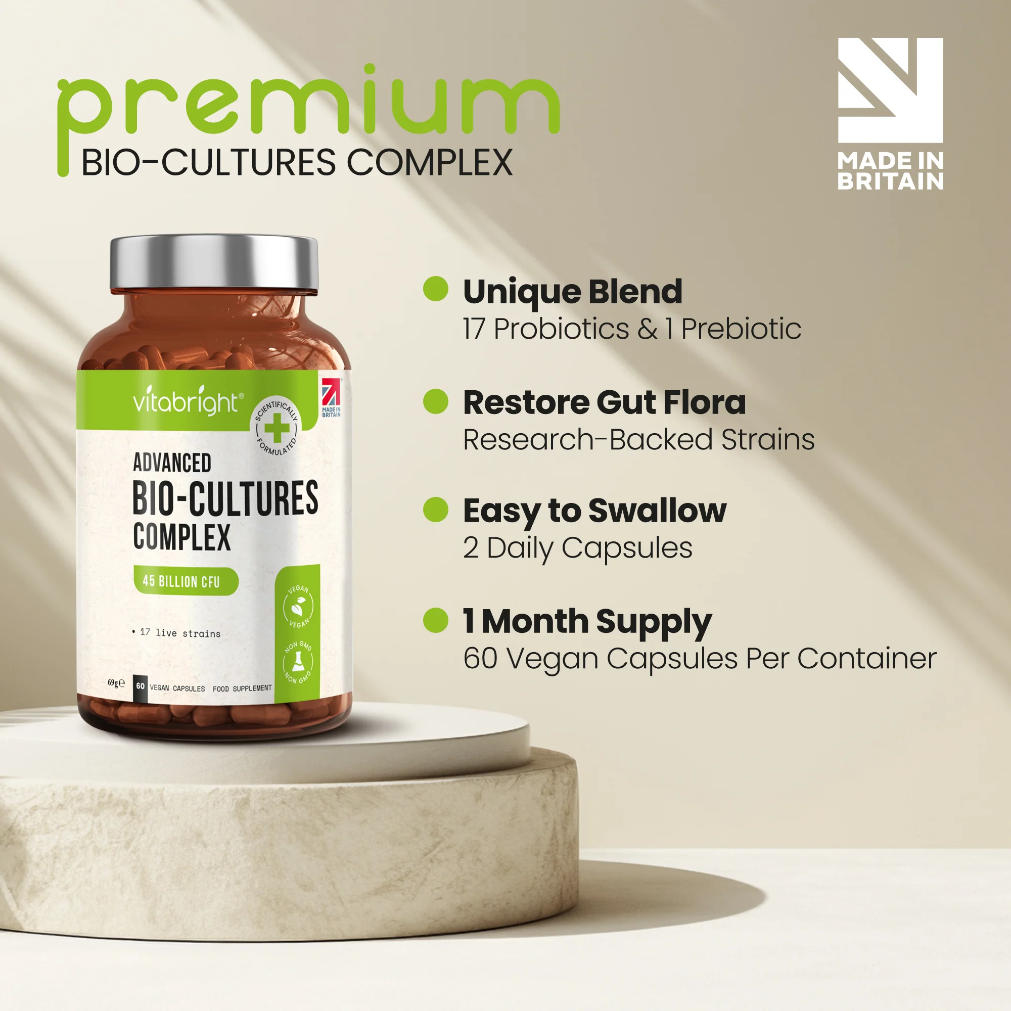 Bio Culture Probiotics Complex Capsules for Gut Health - 45 Billion CFU 17 Live Strains - Image 2