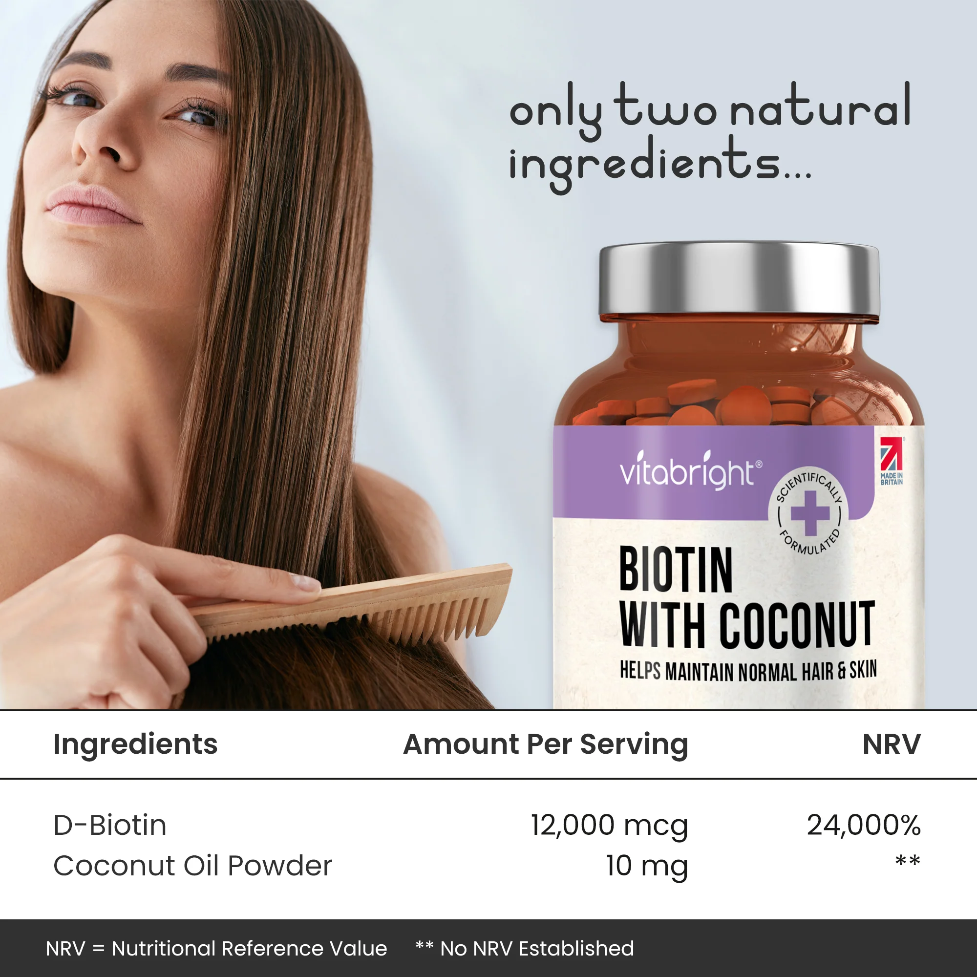 Biotin 12,000µg Tablets x 400 with Coconut - Supports Healthy Hair, Skin & Nails - Image 6
