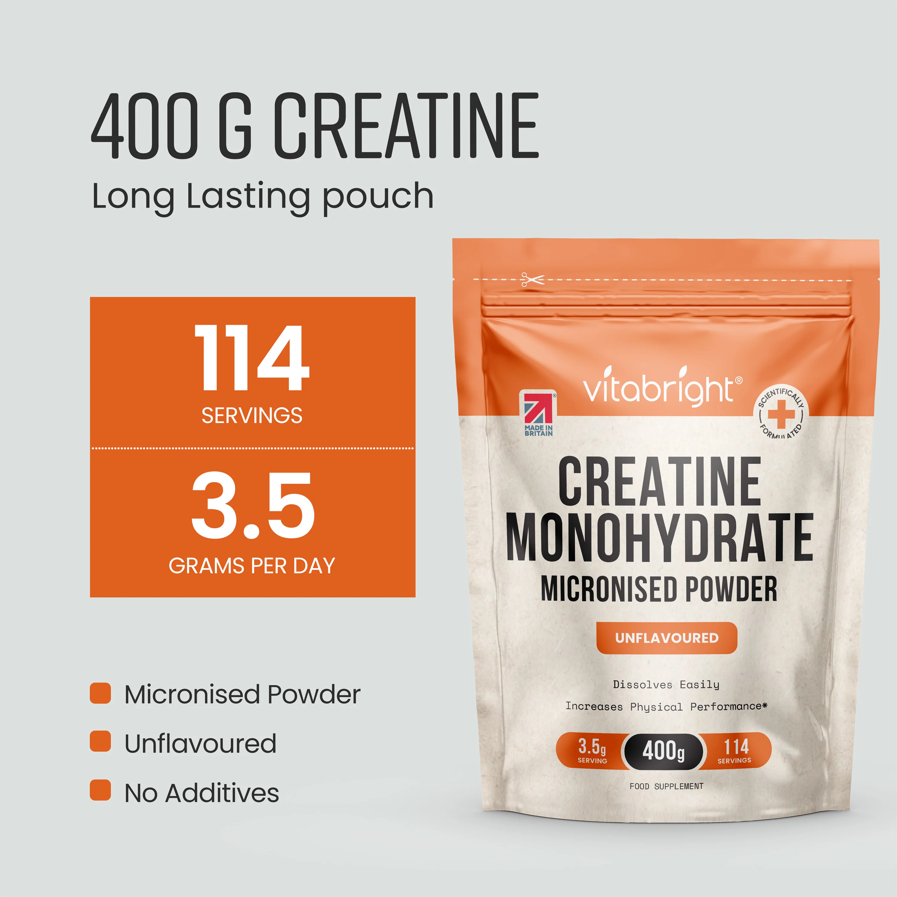 Creatine Monohydrate Powder 400g Pouch Micronised for Easy Dissolving - Image 9