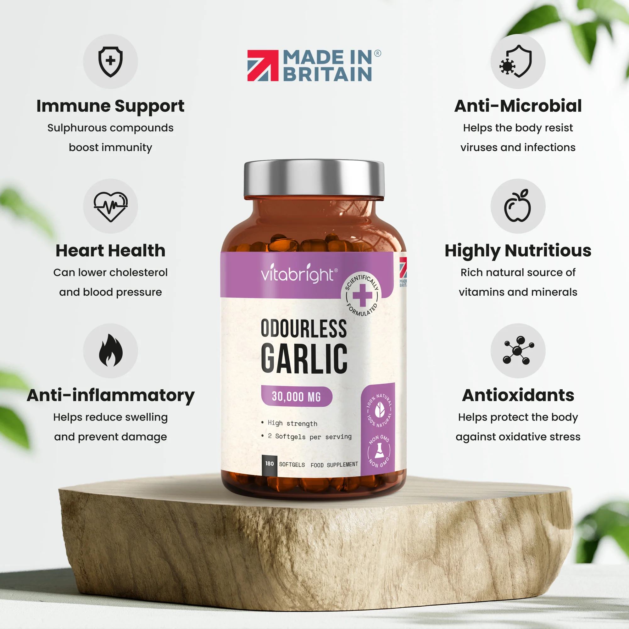 Garlic Capsules - 180 Odourless & Tasteless Softgels - High Strength 30,000mg - Image 6