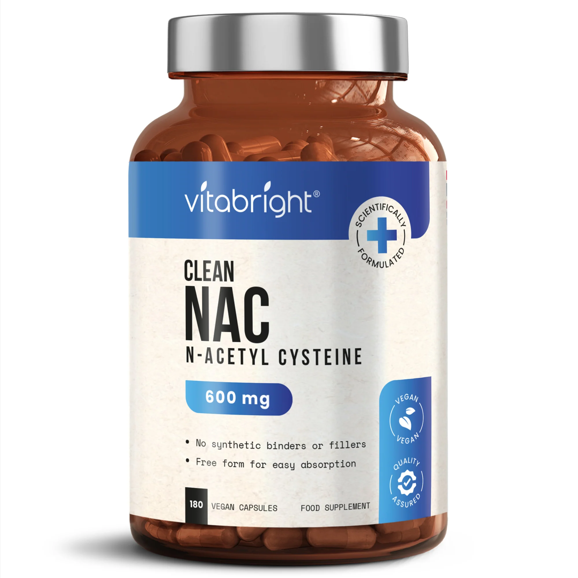 NAC - N-Acetyl Cysteine 600mg 180 x Vegan Capsules - Max Strength