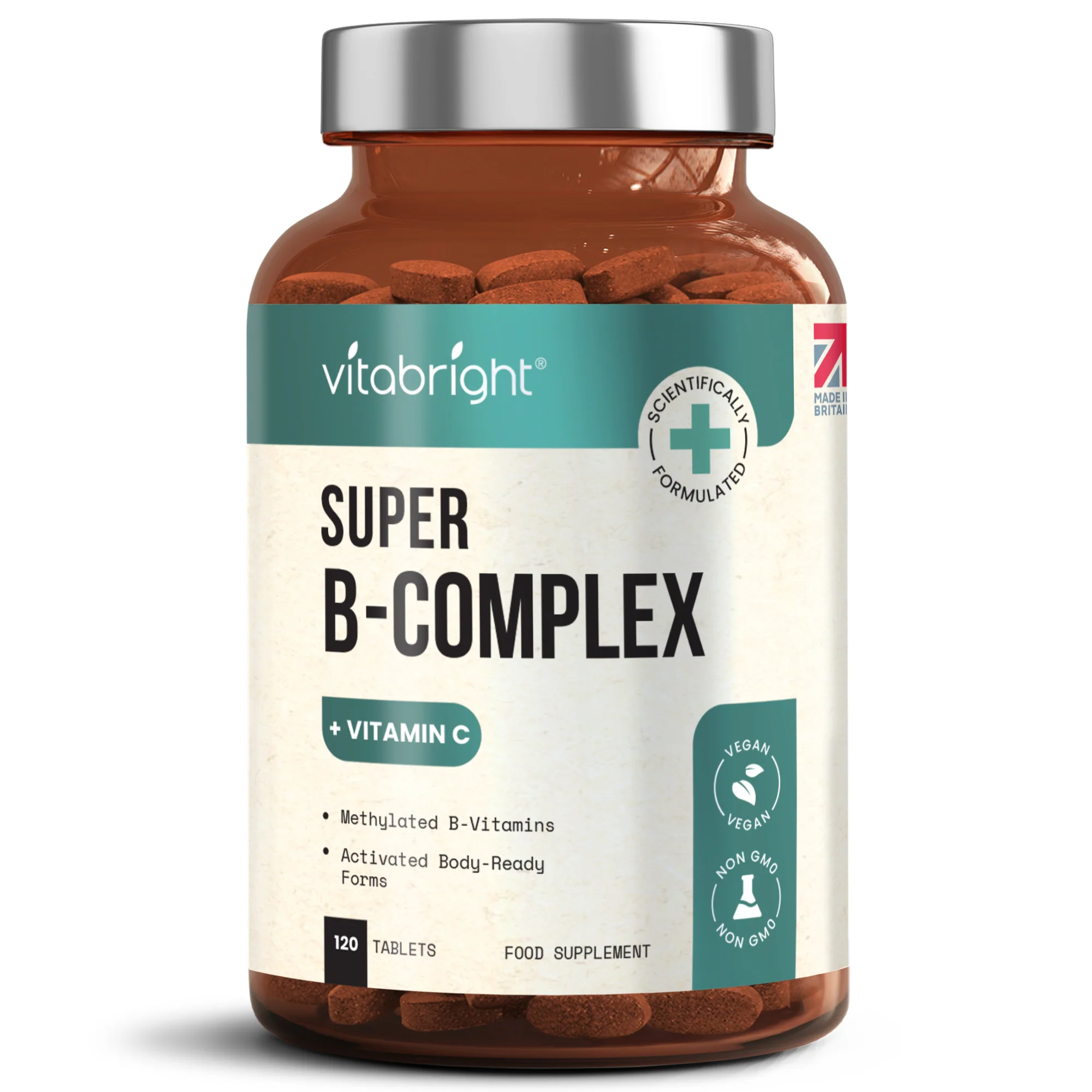 Vitamin B Complex - B1 B2 B3 B5 B6 B7 B9 B12 + Vit C - 120 Tablets